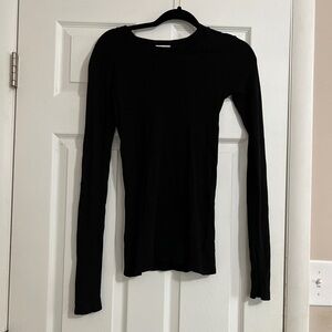 LA made Long Sleeve Thermal Tee in Jet Black